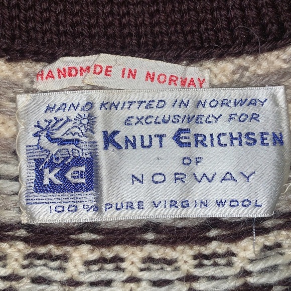 Vintage Knut Erichsen Fair Isle Hand Knitted Cardigan Sweater 100% Wool S-M - Picture 5 of 8